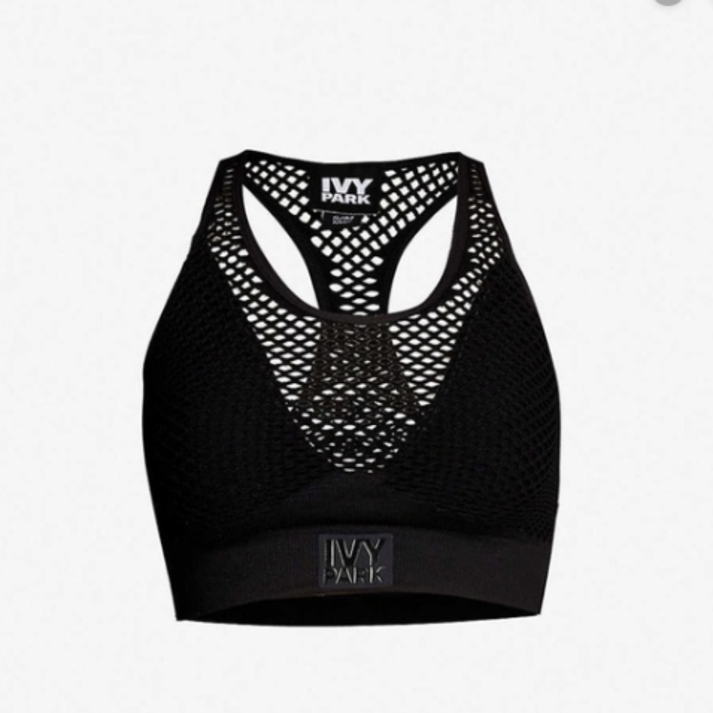 IVY PARK Black Mesh Net Sports Bra